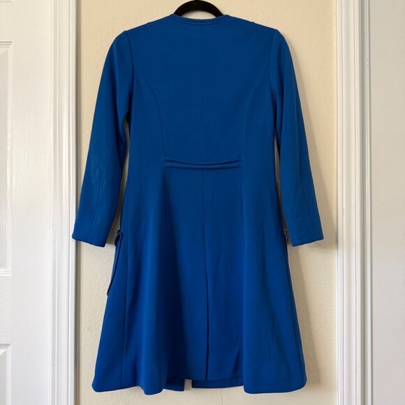 Vintage Retro Blue Long-Sleeve Dress / Jacket By Korean Dress Maker Size M - Picture 5 of 10